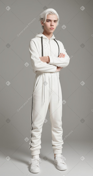 Teenager boy with  white hair