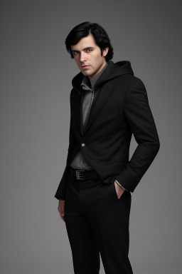 Caucasian adult male with  black hair