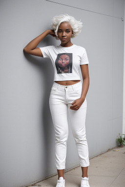 African american young adult female with  white hair